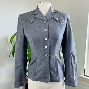 IMPECABLE TAILORED VINTAGE WOOL BLAZER GREY